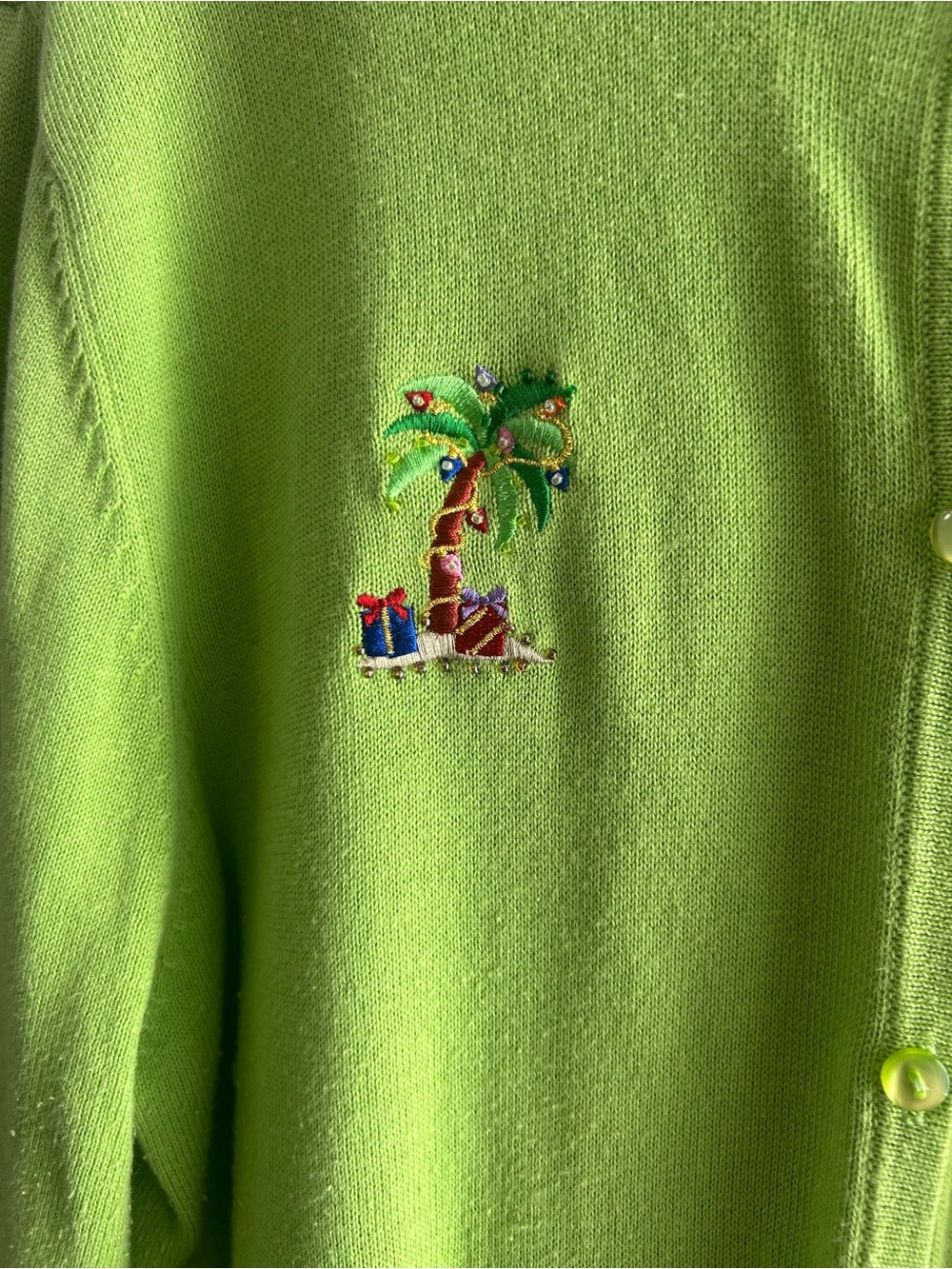 Croft & Barrow Tropical Christmas Palm Tree Cardigan Sweater XL - Picture 5 of 5